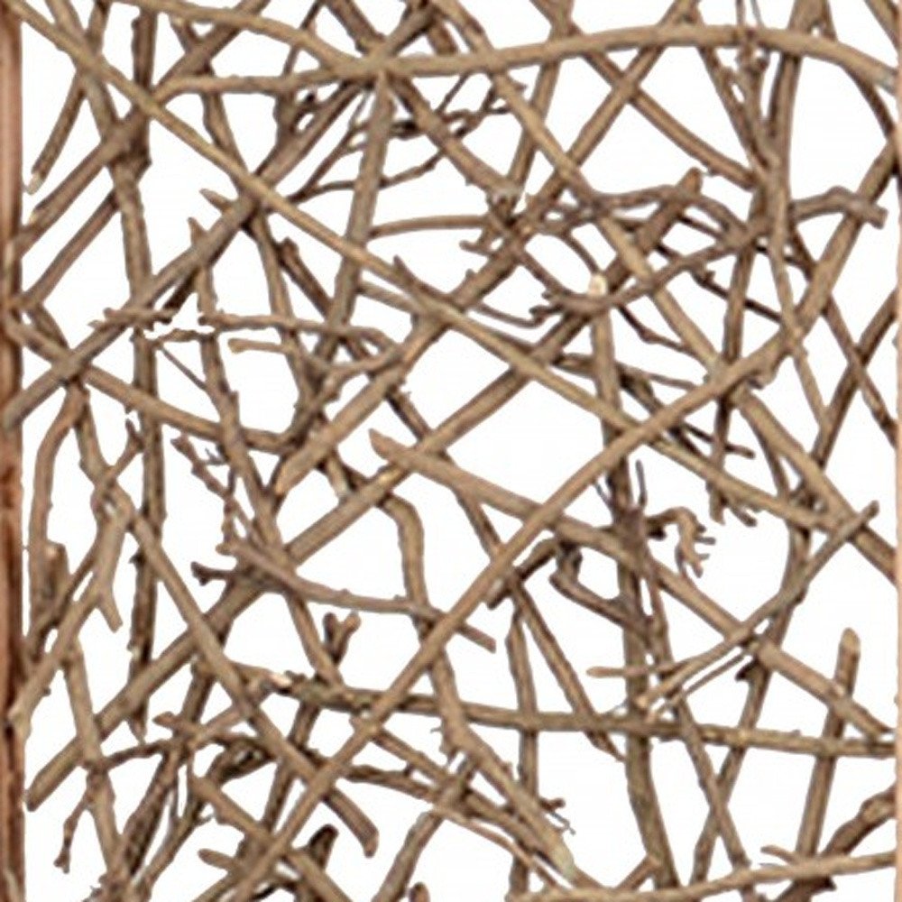 69" Brown Wood Folding Three Panel Screen Room Divider