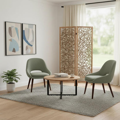 60 X 69 Brown 3 Panel Wood Foldable  Screen