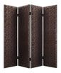84" Bronze Fabric Folding Four Panel Screen Room Divider