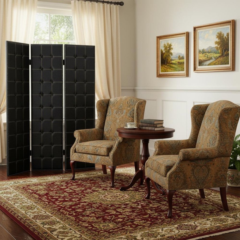 84 X 84 Black Faux Leather  Screen