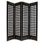84" Brown Wood Folding Four Panel Screen Room Divider
