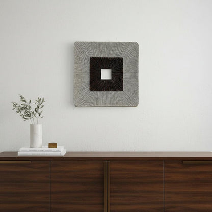 19" X 19" X 2.5" Modern Brown And Gray Ribbed Square Wall Art