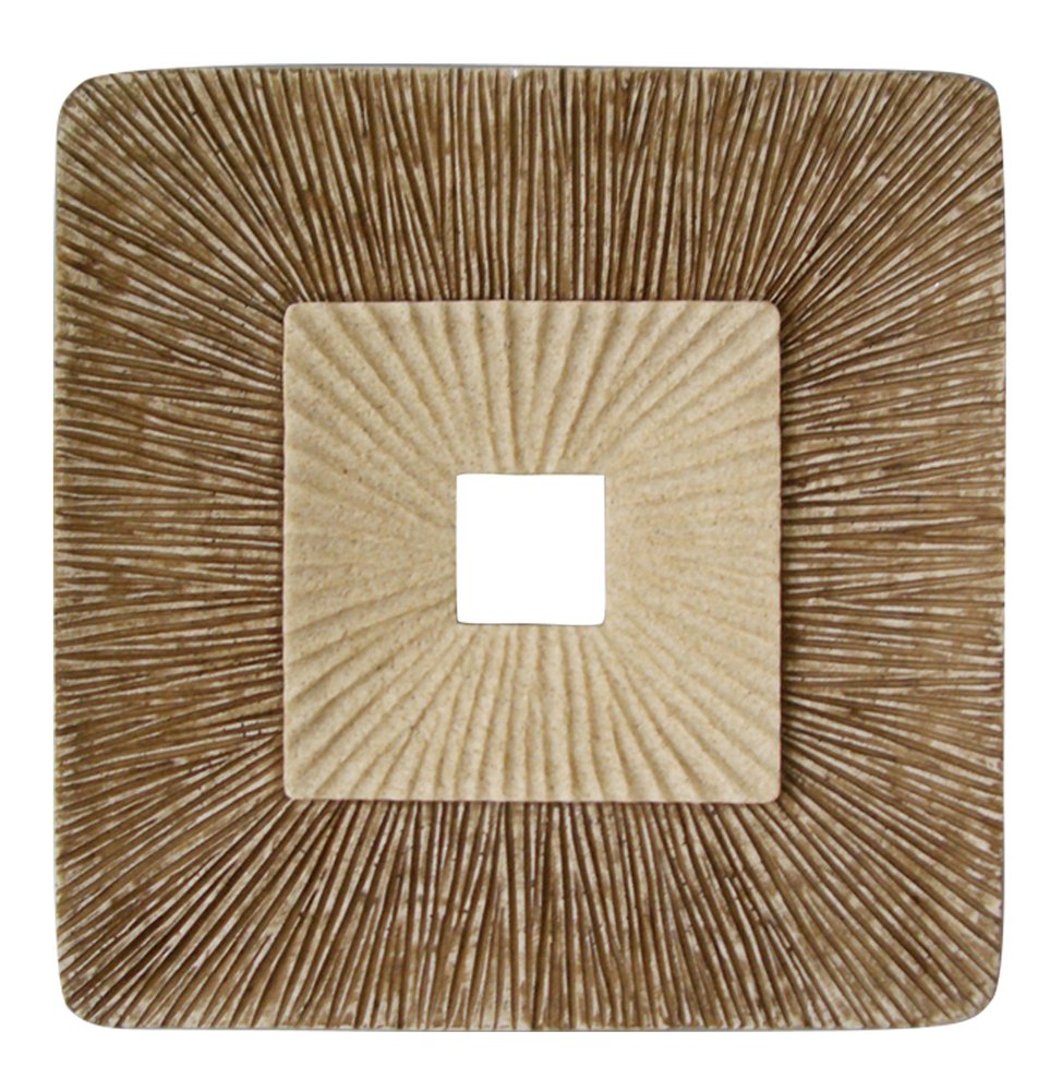 Set of Two Brown Abstract Geometric Sandstone Square Hanging Wall Decor