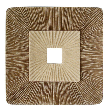 Set of Two Brown Abstract Geometric Sandstone Square Hanging Wall Decor