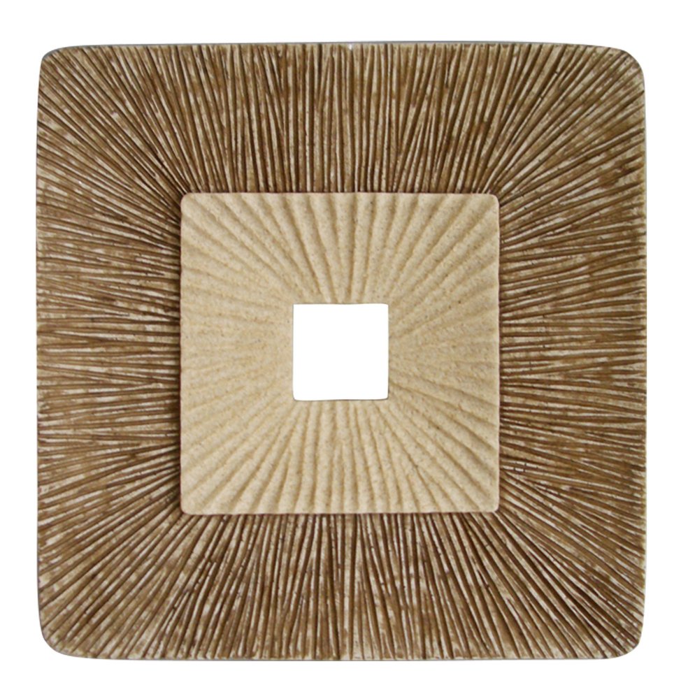 Set of Two Brown Abstract Geometric Sandstone Square Hanging Wall Decor