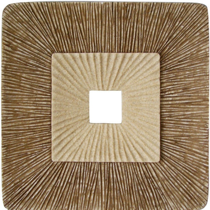 Set of Two Brown Abstract Geometric Sandstone Square Hanging Wall Decor