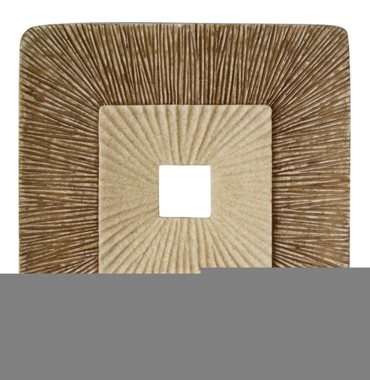 19" X 19" Brown Geometric Sandstone Square Hanging Wall Decor