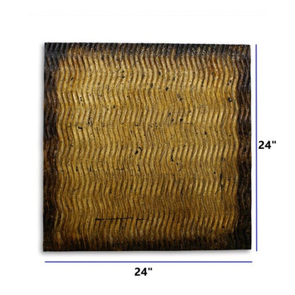 24" X 24" X 1" Raw Wood Look Silver Finish Square Wall Art Medium