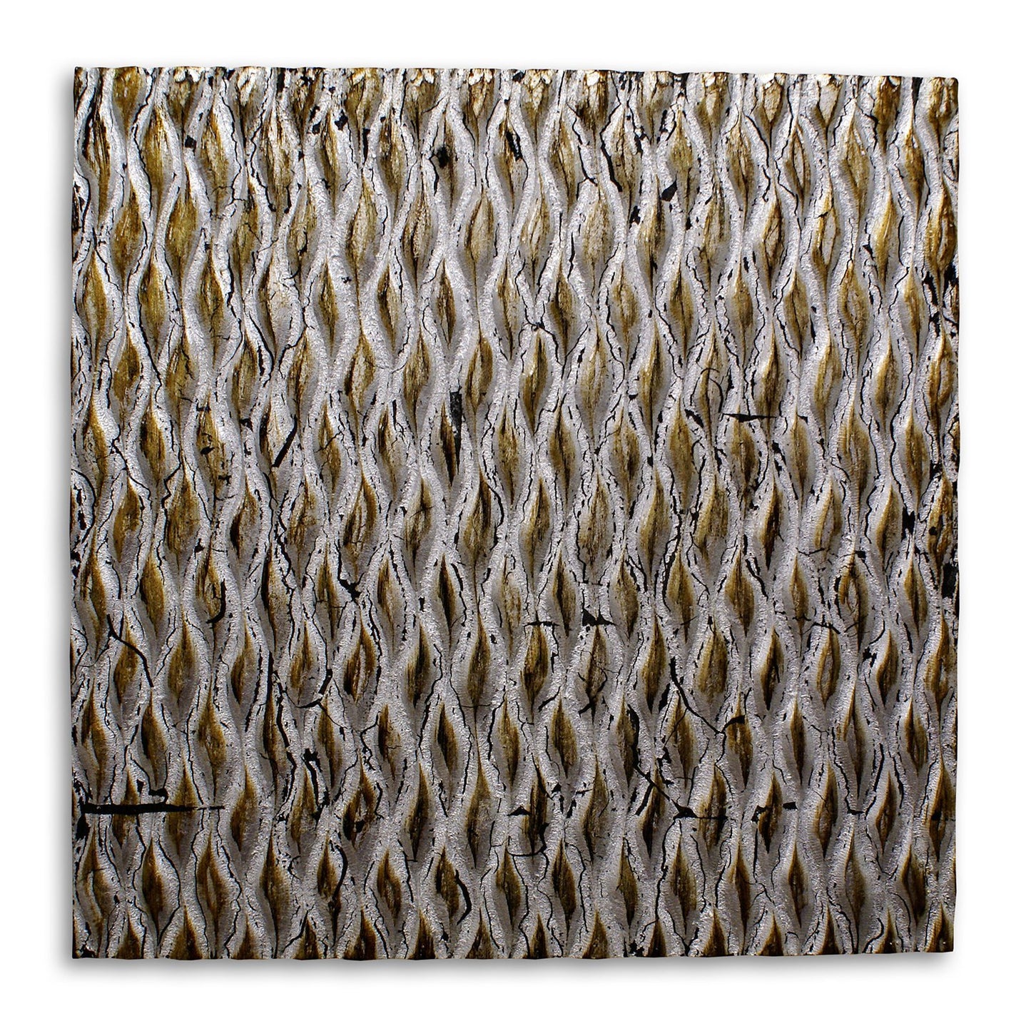 36" X 36" Silver Square Abstract Hanging Dimensional Sculpture