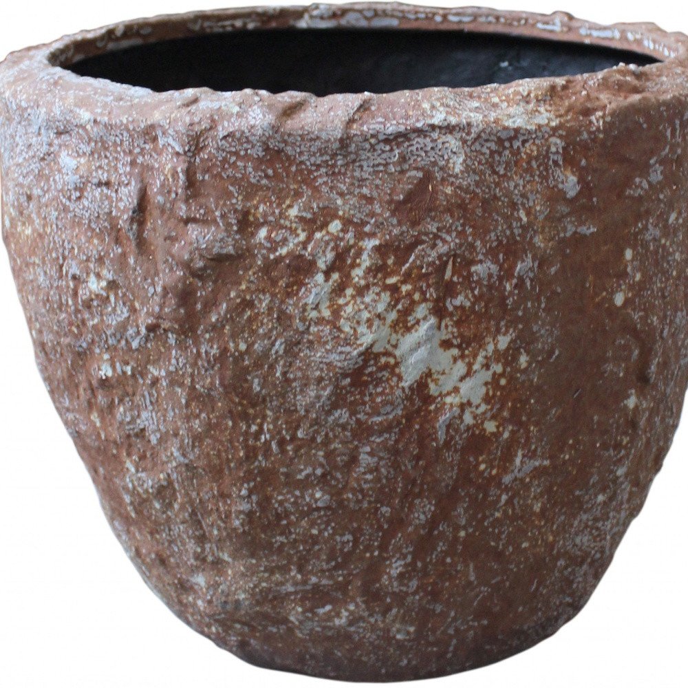 Set of Three 21" Brown Stone Indoor Outdoor Round Pot Planter