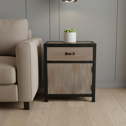 20" Brown Solid Wood End Table With Drawer