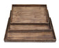 Set of Three Brown Wood Nesting Serving Trays