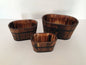 Set of Three Brown Solid Wood Rectangular Pot Planter