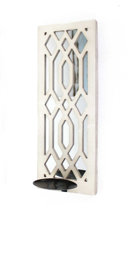 6" White Wood Wall Sconce Candle Holder