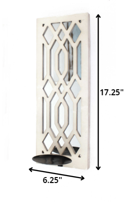 6" White Wood Wall Sconce Candle Holder