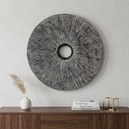 30" X 30" Contemporary Grey Round Rib Wall Art