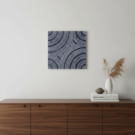 17" X 17" X 2" Gray, Lined Square - Wall Decor