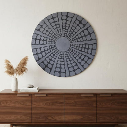 19" X 19" X 2" Sandstone, Fine Polished, Round With Stardust Pebble Finish - Wall Decor