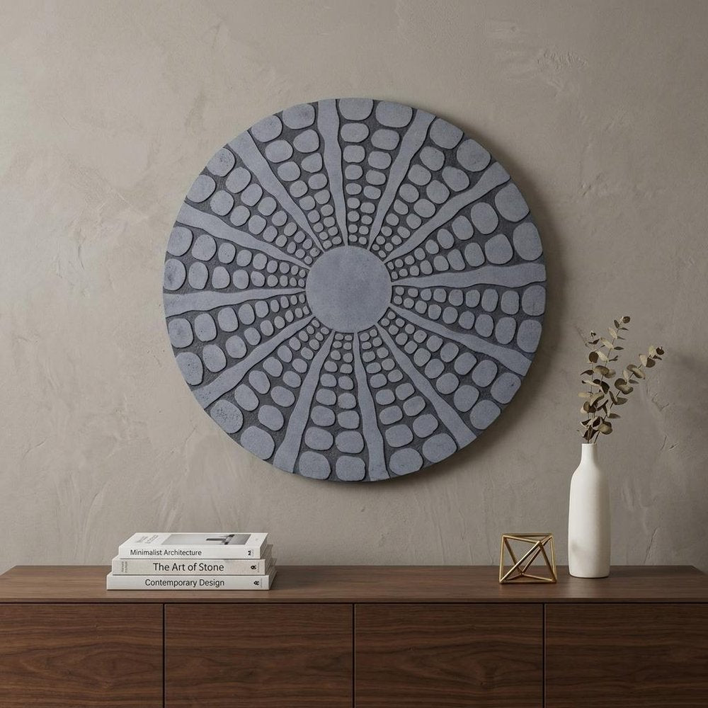 28" X 28" Gray Sandstone Round Wall Decor