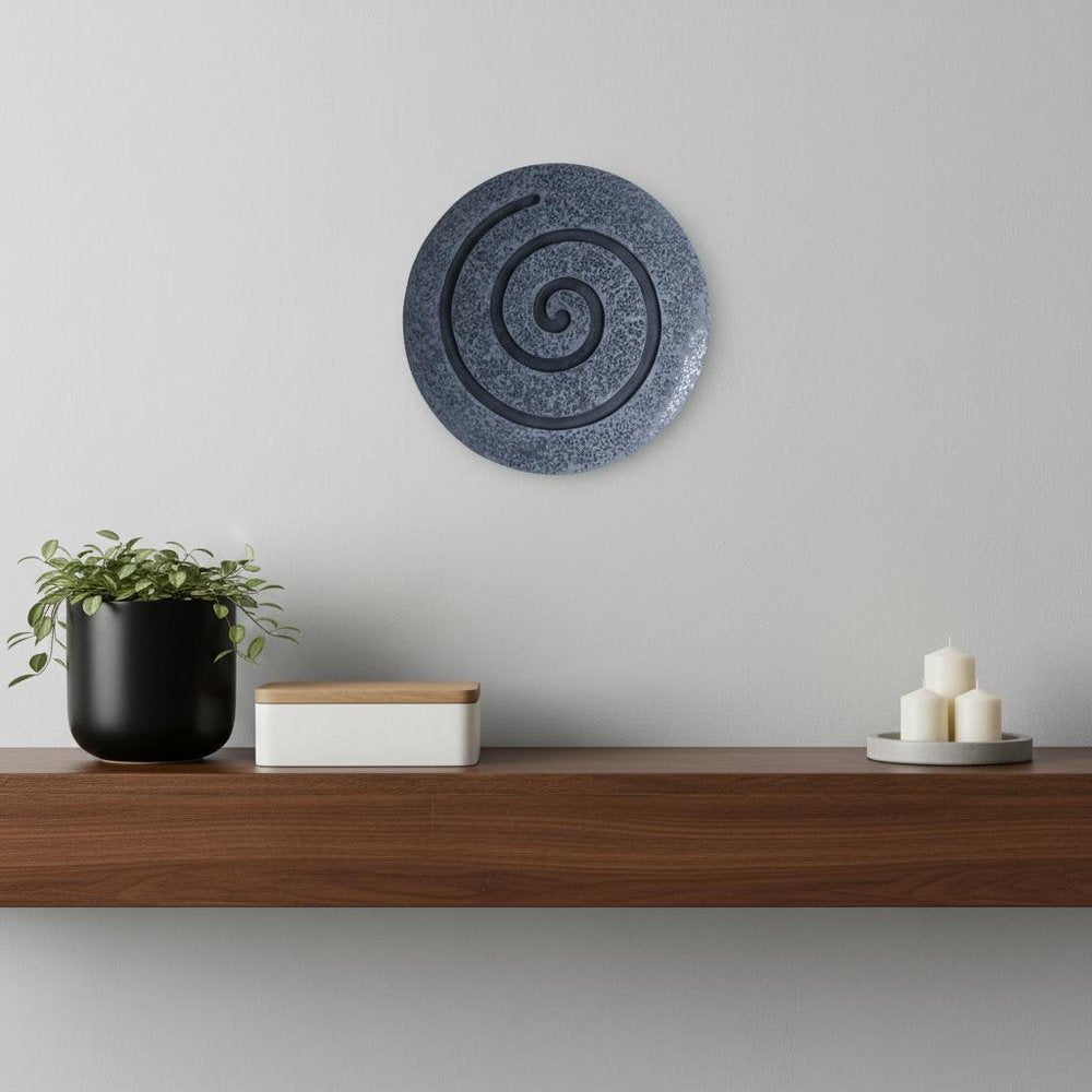 14" X 14" X 2" Gray Round Modern Spiral Wall Art