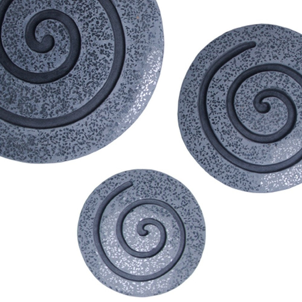 14" X 14" X 2" Gray Round Modern Spiral Wall Art