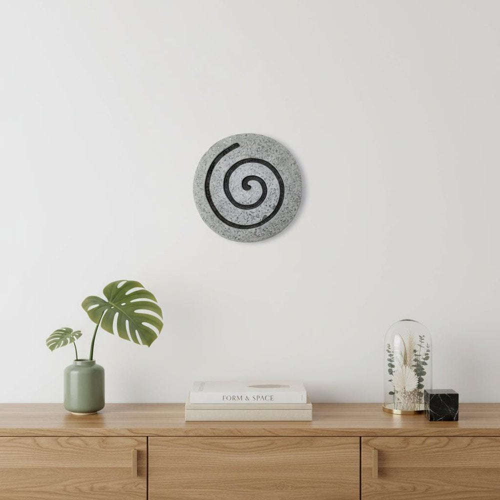 19" X 19" X 2" Gray Round Modern Spiral Wall Art