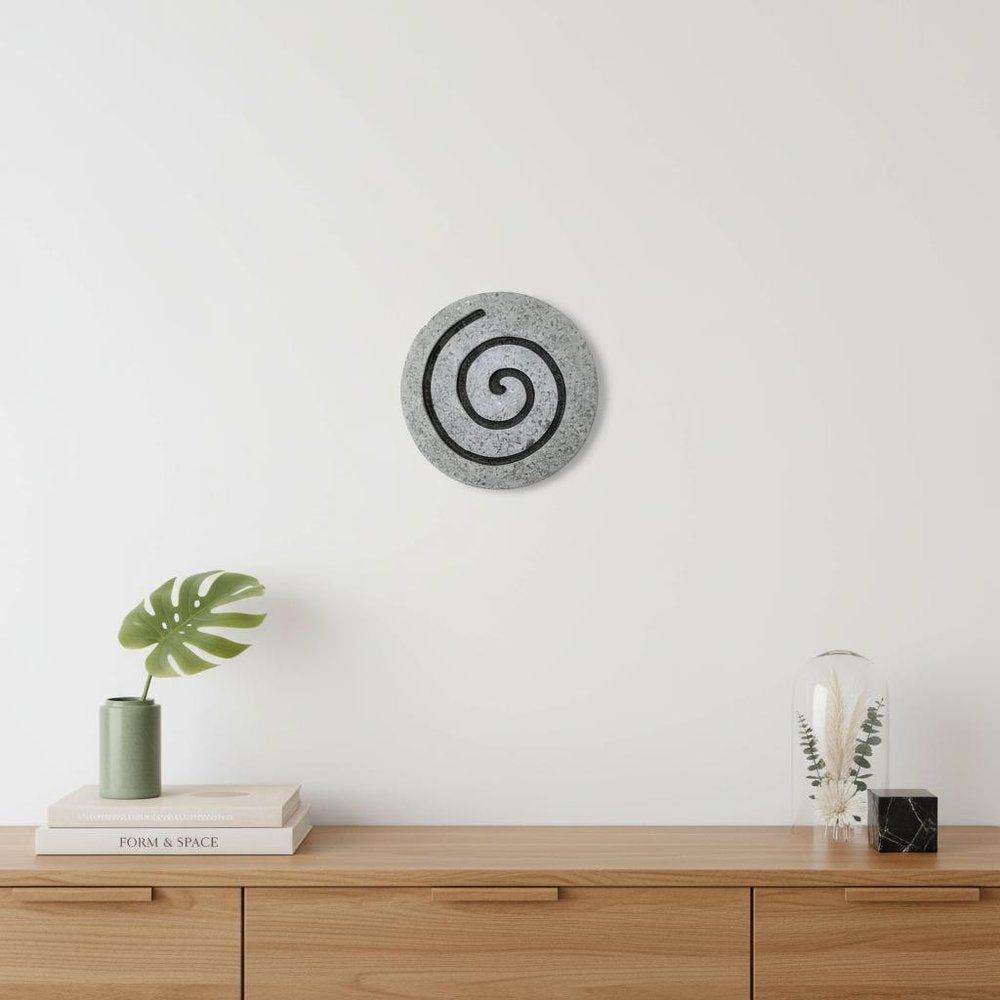 19" X 19" X 2" Gray Round Modern Spiral Wall Art