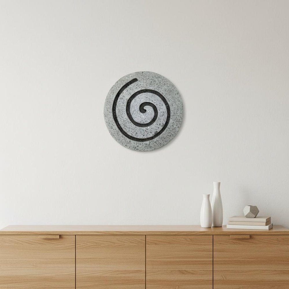 28" X 28" X 2" Gray Round Modern Spiral Wall Art