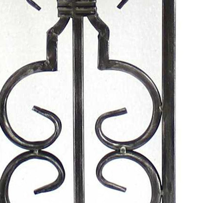 29" Distressed Gray Metal Bedside Lamp With Beige Shade