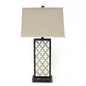 30" Distressed Bronze Metal Bedside Lamp With Beige Shade