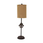 31" Black Fleur de Lis Metal Table Lamp With Natural Burlap Shade