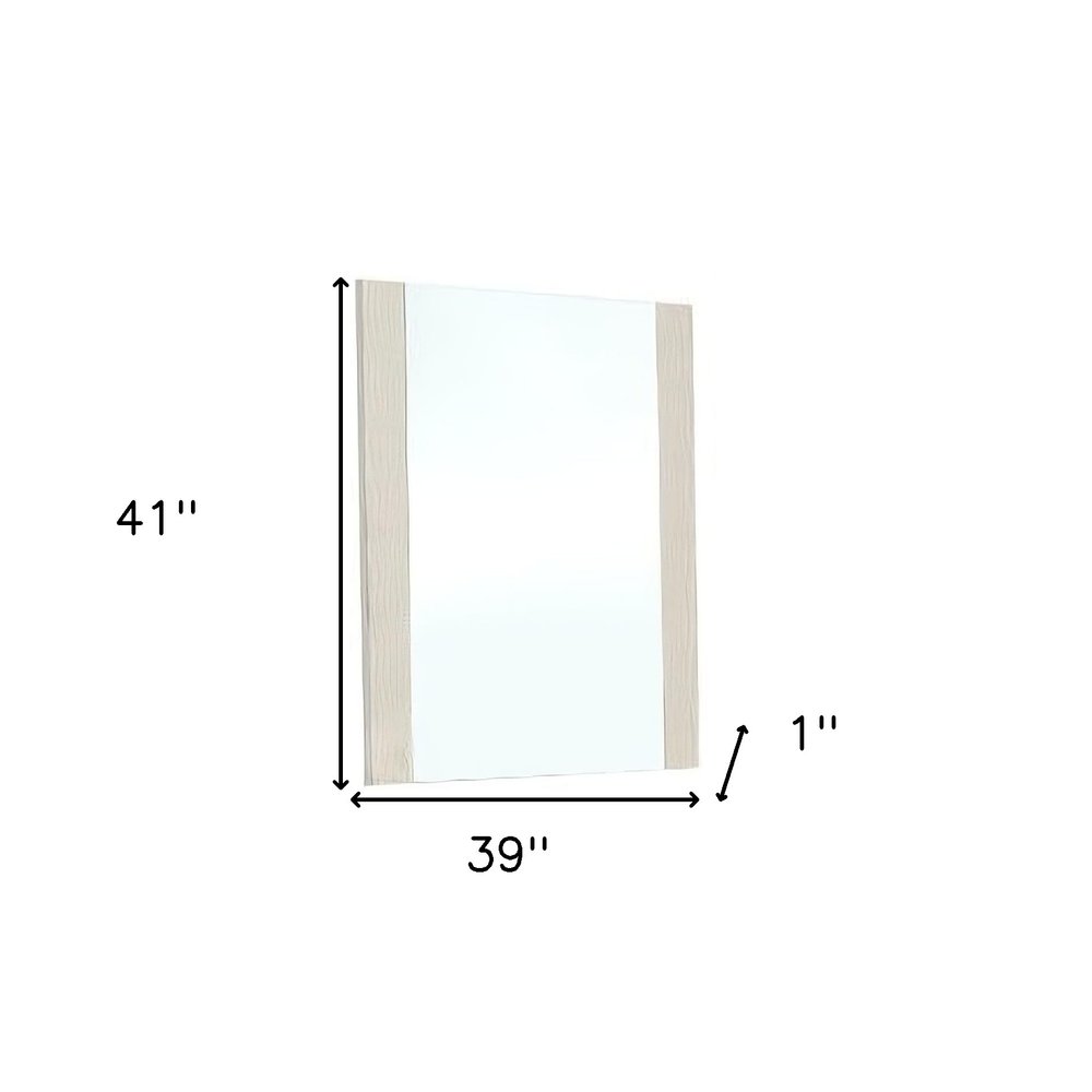 41" Black Faux Shagreen Partially Framed Accent Mirror