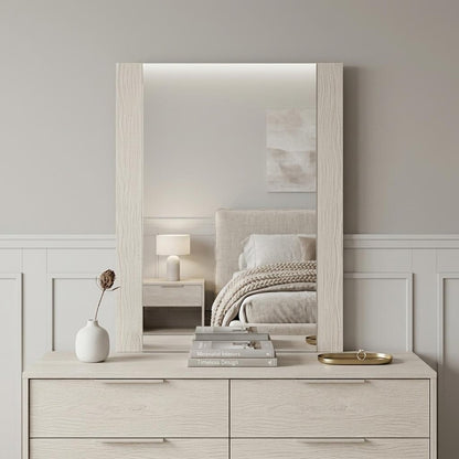 41" Black Faux Shagreen Partially Framed Accent Mirror