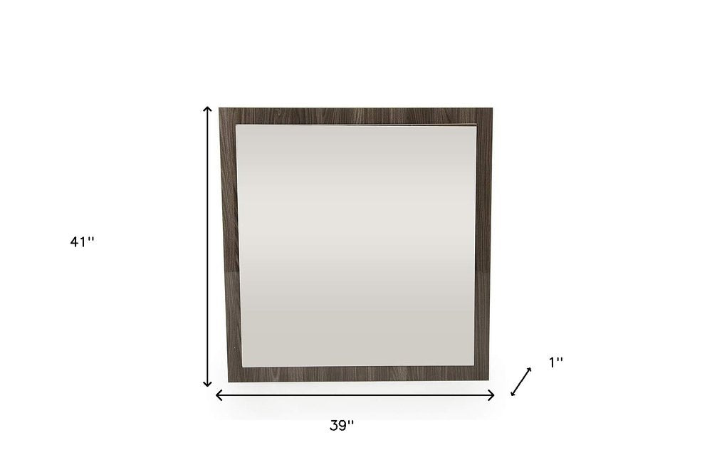 41" Gray Square Framed Mounted Accent Mirror