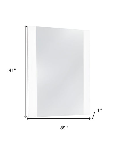 39" White Mdf  Steel  And Glass Mirror