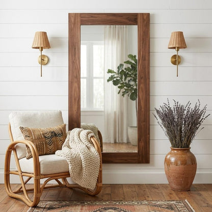 79" Brown Framed Leaning Full Length Hanging Mirror