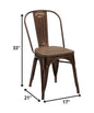 Set of Four Brown Upholstered Slat Back Dining Side Chairs