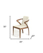 Cream and Brown Upholstered Faux Leather Dining Arm Chair