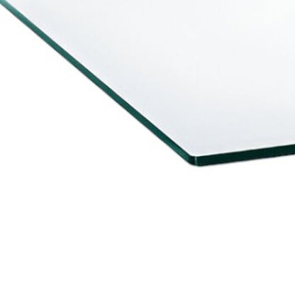 47" Clear and Silver Glass And Steel Cross Legs Coffee Table