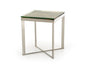 22" Silver and Brown Reclaimed Wood Glass and Steel Square End Table