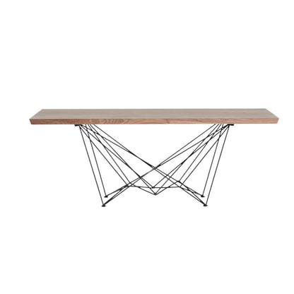Light Brown And Black Solid Wood And Metal Dining Table