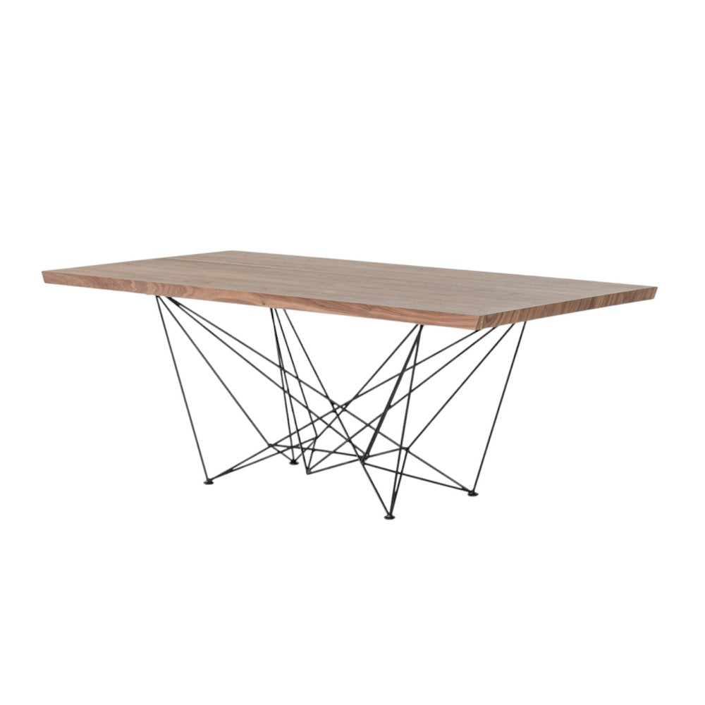 Light Brown And Black Solid Wood And Metal Dining Table