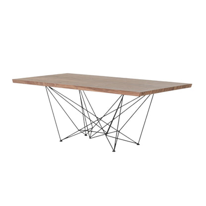 Light Brown And Black Solid Wood And Metal Dining Table