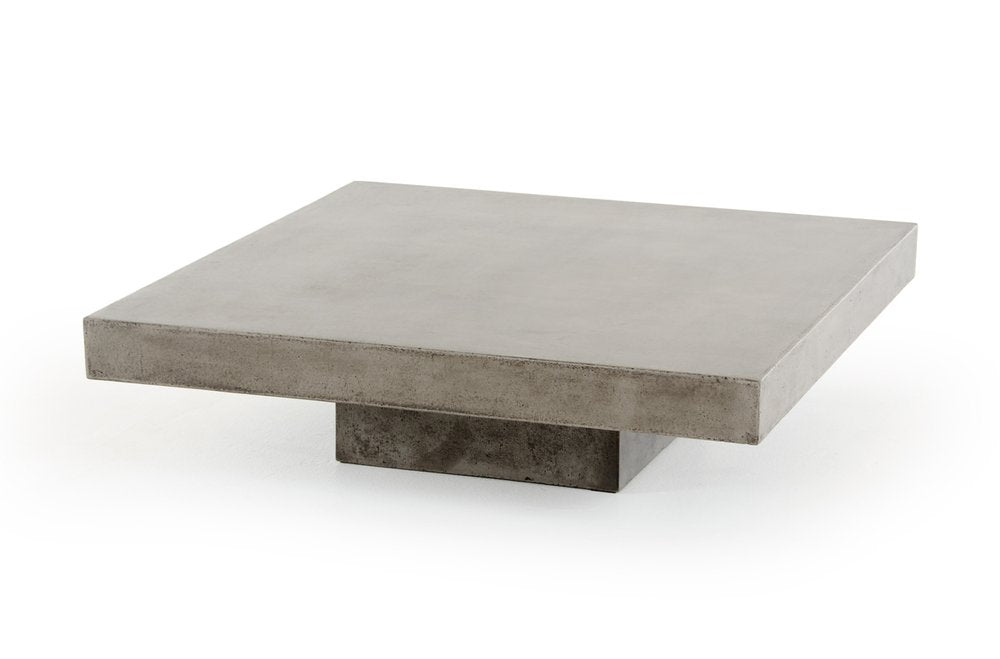 43" Gray and Dark Gray Concrete Square Block Coffee Table