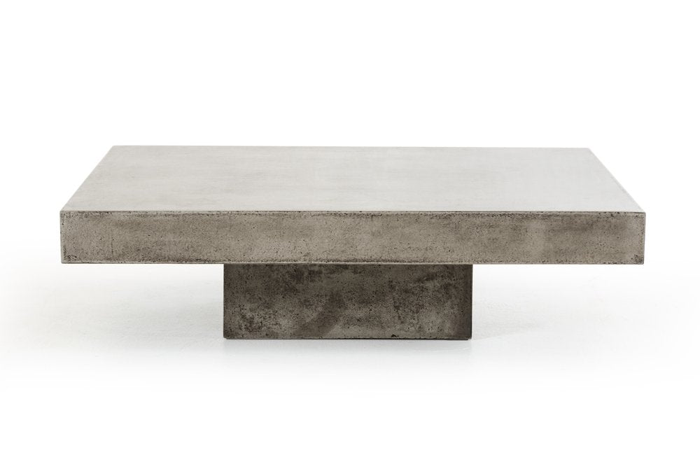 43" Gray and Dark Gray Concrete Square Block Coffee Table