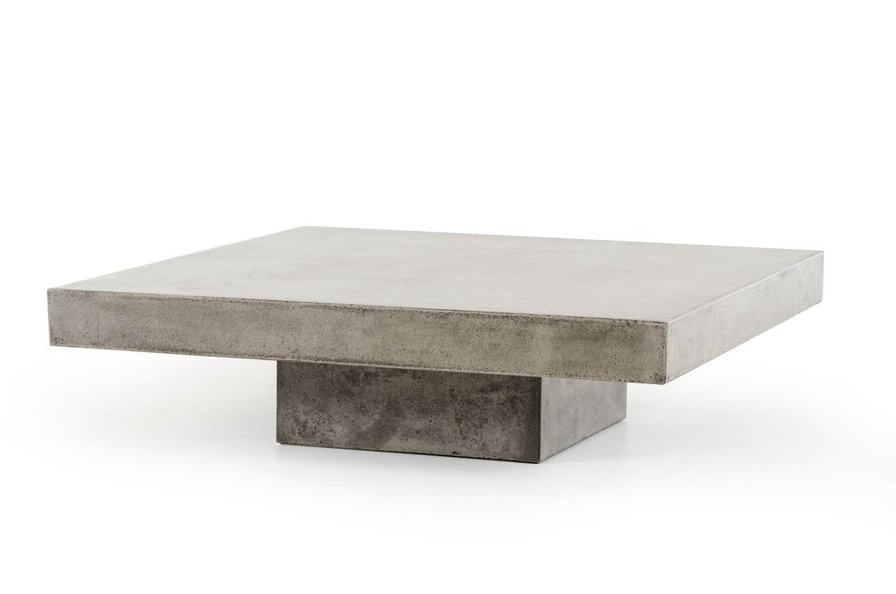 43" Gray and Dark Gray Concrete Square Block Coffee Table