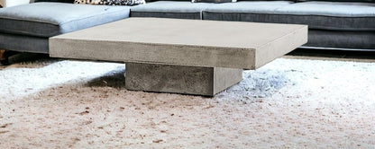 43" Gray and Dark Gray Concrete Square Block Coffee Table