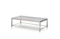 55" Clear and Silver Glass And Steel Coffee Table