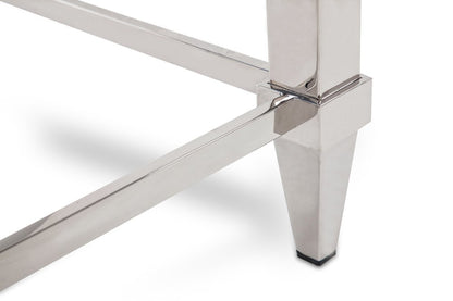 55" Clear and Silver Glass And Steel Coffee Table