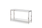 55" Silver Glass and Stainless Steel Frame Console Table